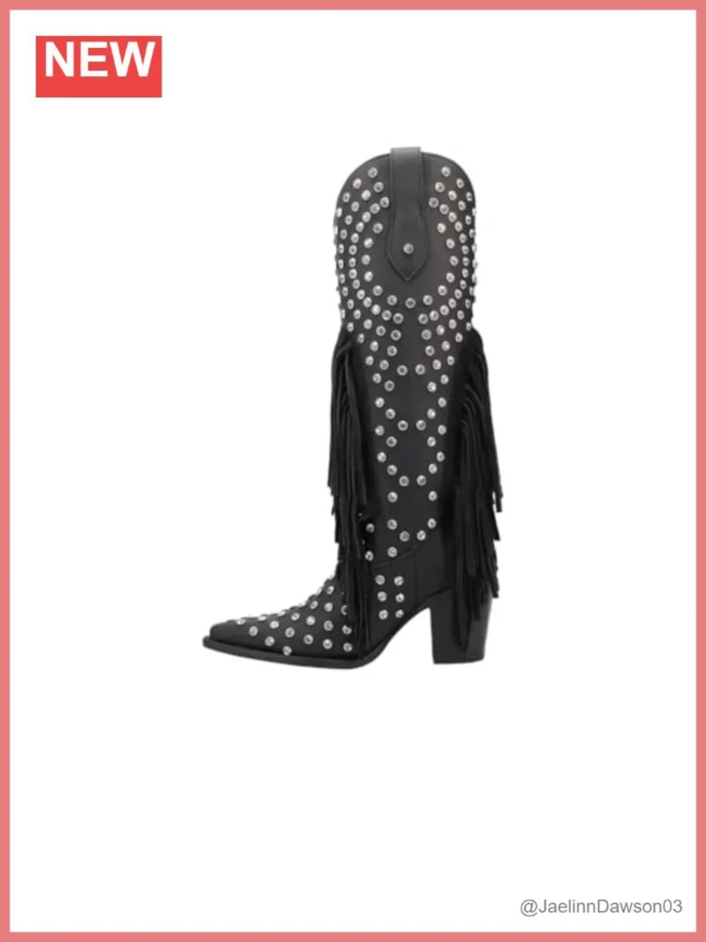 Over the Knee Leather Western Boots Snip Toe Block Heel Pull On